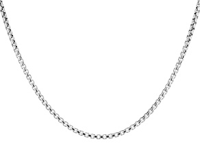 Rhodium Over Sterling Silver 1.7mm Round Box 20 Inch Chain