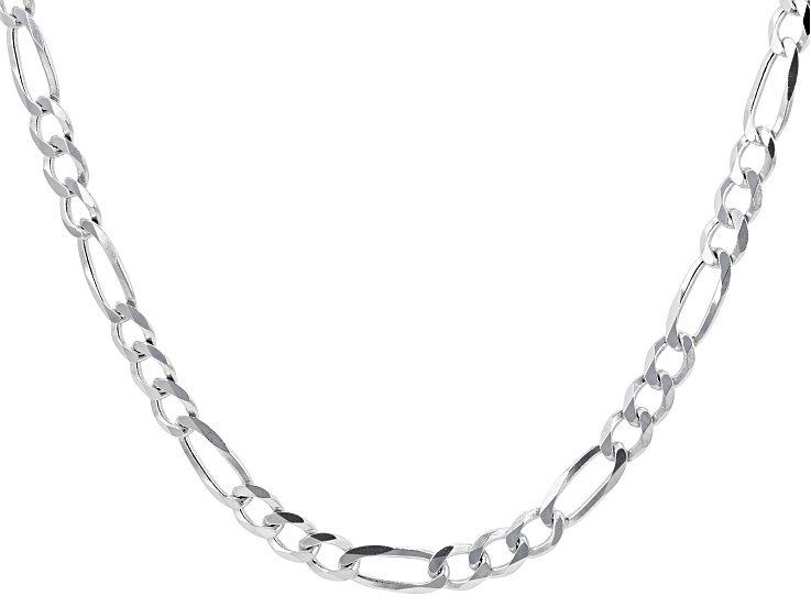 Rhodium Over Sterling Silver 3.5mm Figaro 22 Inch Chain