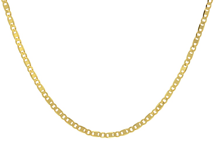 18K Yellow Gold Over Sterling Silver 3mm Polished Valentino 18 Inch Chain