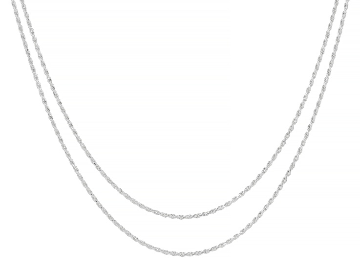 18 Inch Silver Rope Chain Sterling Silver 1.4mm Rope 18 & 20 Inch Chain Set Of 2 - AG1930 | JTV