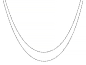 Sterling Silver 1.4mm Rope 18 & 20 Inch Chain Set Of 2