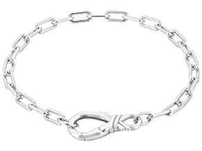 Rhodium Over Sterling Silver 4.4mm Polished Paperclip Infinity Bracelet