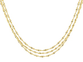 18K Yellow Gold Over Sterling Silver 1.2mm Singapore 20 Inch Chain Set of 3