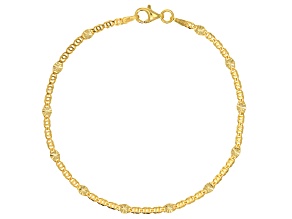 18K Yellow Gold Over Sterling Silver Diamond Cut Tiger Eye Station Bracelet