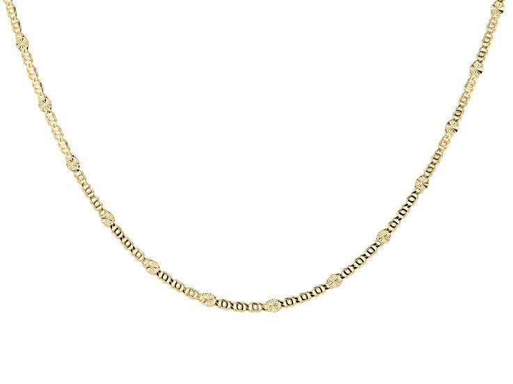 18K Yellow Gold Over Sterling Silver Diamond Cut Tiger Eye Station 18 Inch Chain