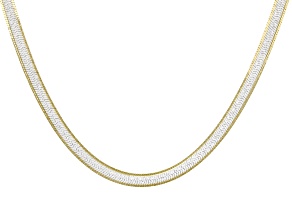 Sterling Silver & 18K Yellow Gold Over Sterling Silver 4.2mm Herringbone 18 Inch Chain