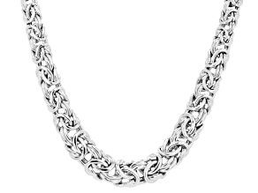 Rhodium Over Sterling Silver Byzantine 17 Inch Necklace