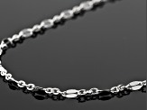 Sterling Silver 3.20MM Flat Rolo Link Mirror Station Necklace 20 Inches
