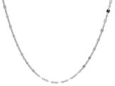 Sterling Silver 3.20MM Flat Rolo Link Mirror Station Necklace 24 Inches