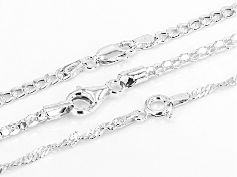 20" Sterling Silver Set of 3 Necklaces