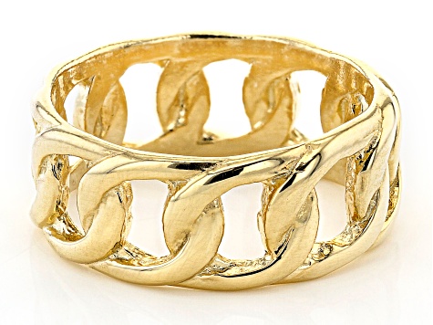 18K Yellow Gold Sterling Silver Curb Ring
