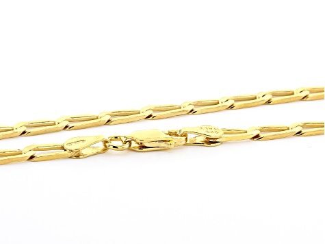 18K Yellow Gold Over Sterling Silver Flat Paperclip 24 Inch Chain Necklace