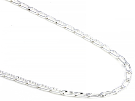 Sterling Silver Flat Paperclip 18 Inch Chain Necklace