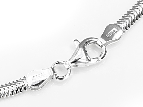 Sterling Silver 3.40MM Flat Snake 20 Inch Necklace
