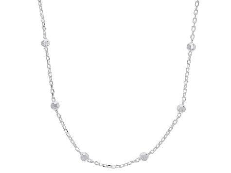 Sterling Silver 2.30MM Oval Forzatina With Diamond Cut Beads 20" Necklace