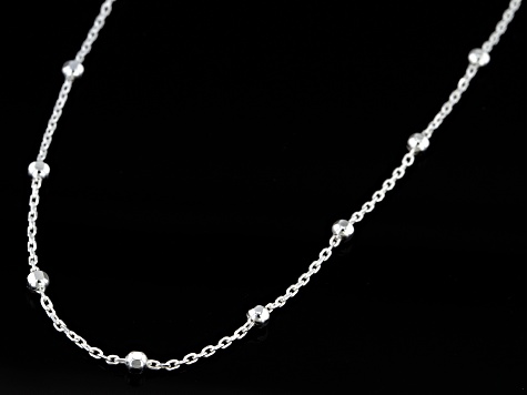 Sterling Silver 2.30MM Oval Forzatina With Diamond Cut Beads 20" Necklace