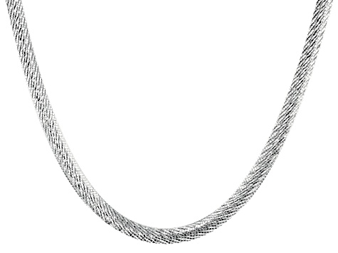 Sterling Silver 6.5MM Diamond Cut 18 Inch Bombe Herringbone Link Necklace