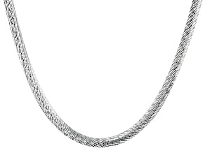 Sterling Silver 6.5MM Diamond Cut 20 Inch Bombe Herringbone Link Necklace
