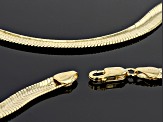 18K Yellow Gold Over Sterling Silver 6.5MM Diamond Cut 20 Inch Bombe Herringbone Link Necklace