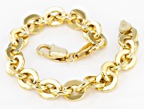 18K Yellow Gold Over Sterling Silver 9MM Rolo Link Bracelet