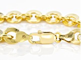 18K Yellow Gold Over Sterling Silver 9MM Rolo Link Bracelet