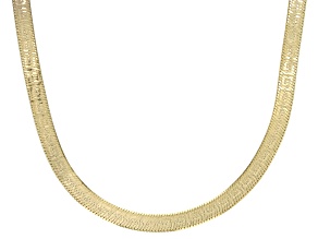 18K Yellow Gold Over Sterling Silver 4.4mm Greek Herringbone Chain 20 Inch Necklace