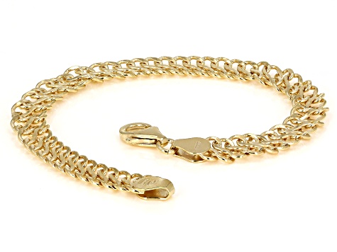 18K Yellow Gold Over Sterling Silver 7.50MM Domed Infinity Link Bracelet