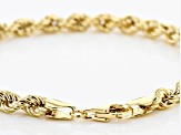 18K Yellow Gold Over Sterling Silver Set of 2 Byzantine and Rope Link Bracelets