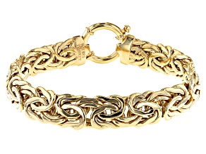 18K Yellow Gold Over Sterling Silver 12mm High Polished Bold Byzantine Link Bracelet