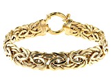 18K Yellow Gold Over Sterling Silver 12mm High Polished Bold Byzantine Link Bracelet
