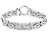 Sterling Silver 12mm High Polished Bold Byzantine Link Bracelet