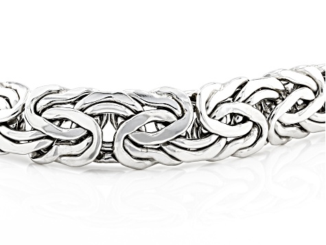 Sterling Silver 12mm High Polished Bold Byzantine Link Bracelet