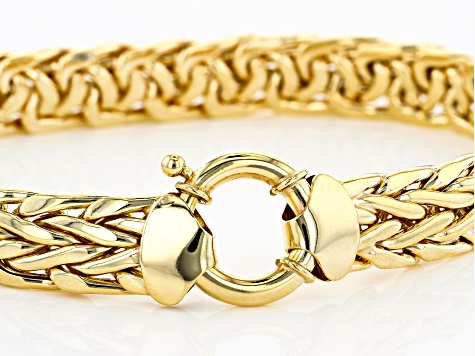 18K Yellow Gold Over Sterling Silver 9MM High Polished Bold Wheat Link Bracelet