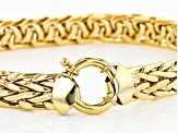 18K Yellow Gold Over Sterling Silver 10MM High Polished Bold Wheat Link 8 Inch Bracelet
