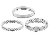 Rhodium Over Sterling Silver Set of 3 Band Rings