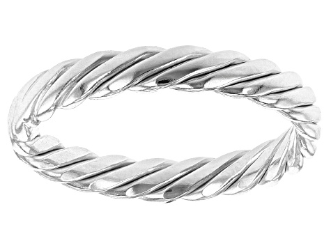 Rhodium Over Sterling Silver Set of 3 Band Rings