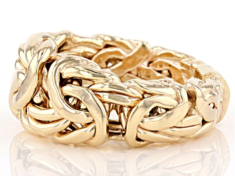 18K Yellow Gold Sterling Silver Byzantine Band Ring