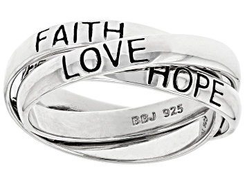 Picture of Sterling Silver Triple Rolling Faith, Hope, Love Band Rings