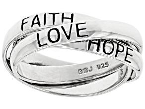 Sterling Silver Triple Rolling Faith, Hope, Love Band Rings