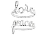 Sterling Silver Set of 2 Script "Love" and "Peace" Rings