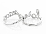 Sterling Silver Set of 2 Script "Love" and "Peace" Rings