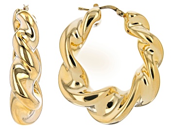 Picture of 18K Yellow Gold Over Sterling Silver Twisted High Polished Earrings