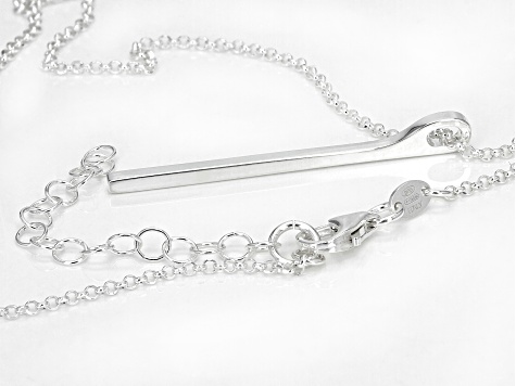 Sterling Silver Diamond-Cut Drop Bar Rolo Necklace