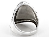 Rhodium Over Sterling Silver Oxidized Dome Ring