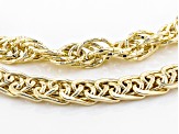 18K Yellow Gold Over Sterling Silver 5MM Singapore and Wheat Link Bracelets Set of 2