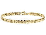 18K Yellow Gold Over Sterling Silver 5MM Singapore and Wheat Link Bracelets Set of 2