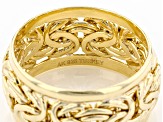 18K Yellow Gold Over Sterling Silver 10MM Byzantine Band Ring