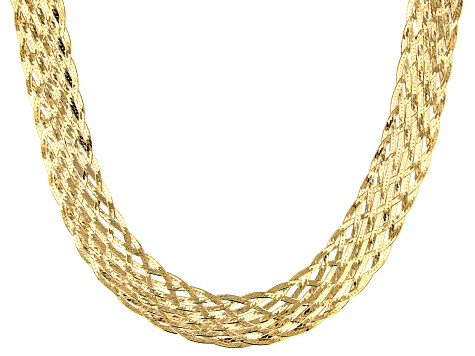 18K Yellow Gold Over Sterling Silver Braided Necklace