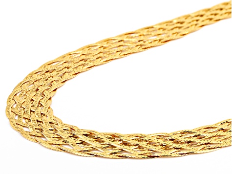 18K Yellow Gold Over Sterling Silver Braided Necklace