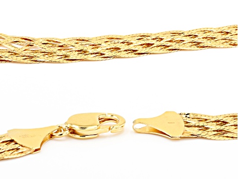 18K Yellow Gold Over Sterling Silver Braided Necklace